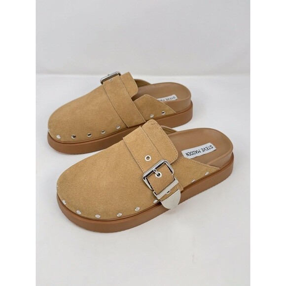 Steve Madden Cherrie Women Sandals Brown Suede Platform Clog Buckle Slip On US 8 - Picture 5 of 9